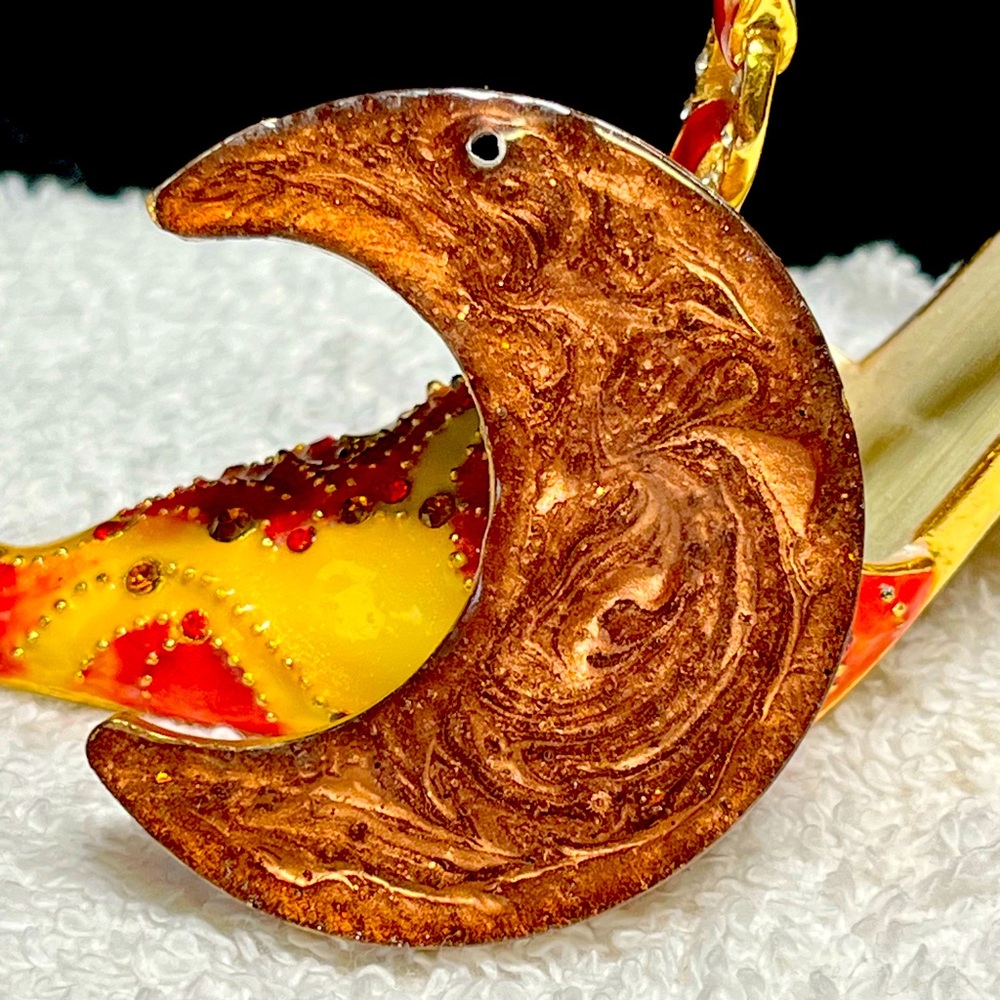 2/20 Handcrafted resin moon, drilled